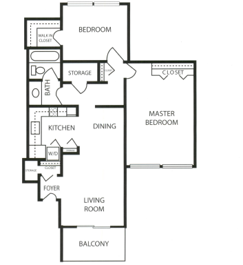 Clovertree Apartments two bedroom floor plan in Flint, MI