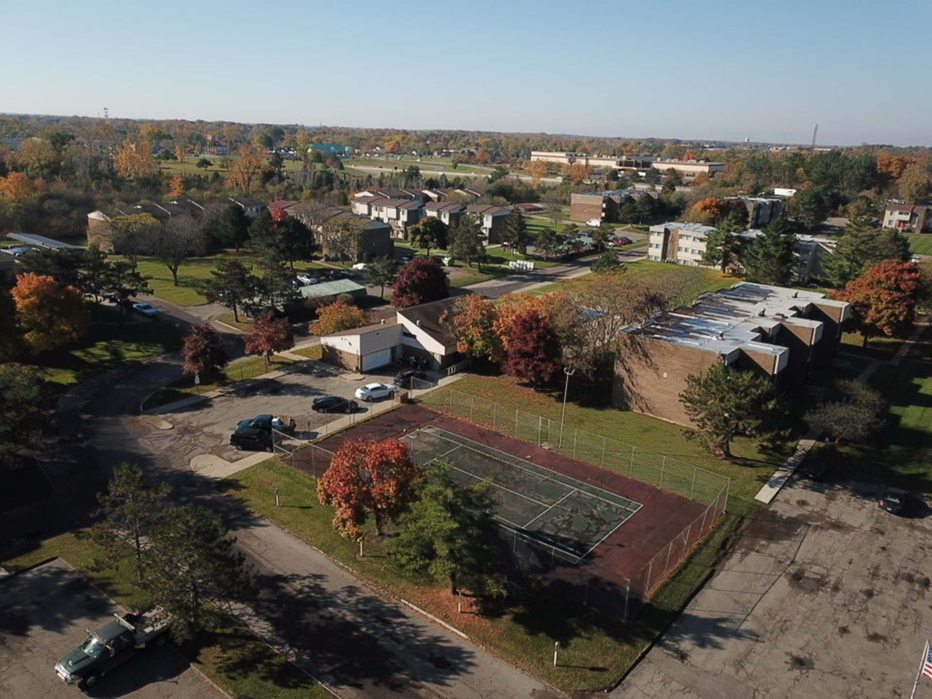 Clovertree Apartments aerial in Flint Michigan